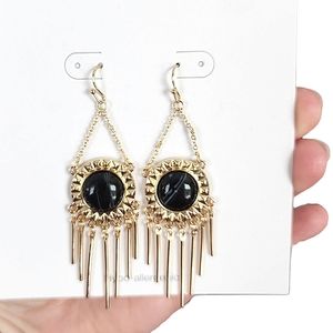Gold & Black Marble Drop Earrings